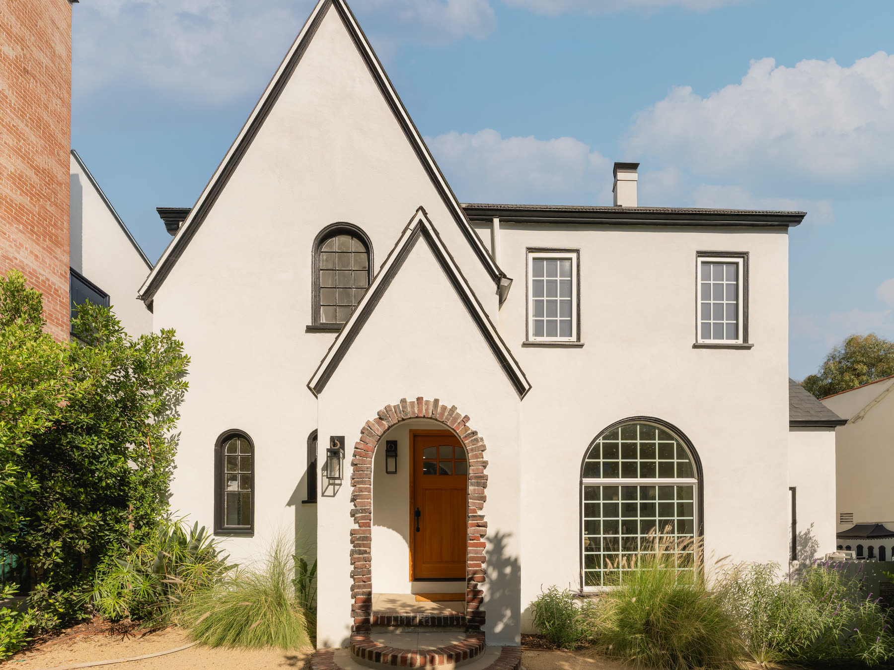 Storybook Tudor facade in afternoon light