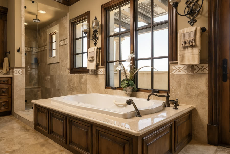 Primary bath with soaking tub