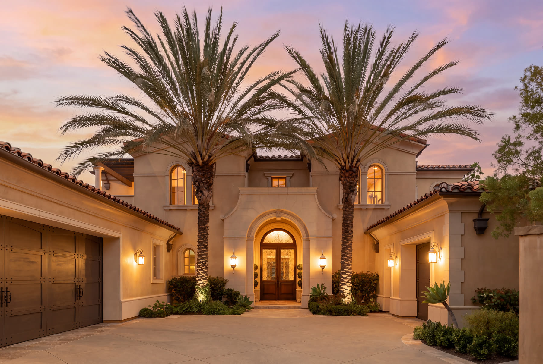 Front elevation at dusk