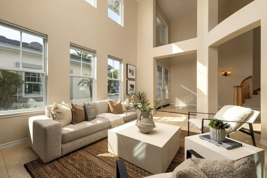 Two-story living room