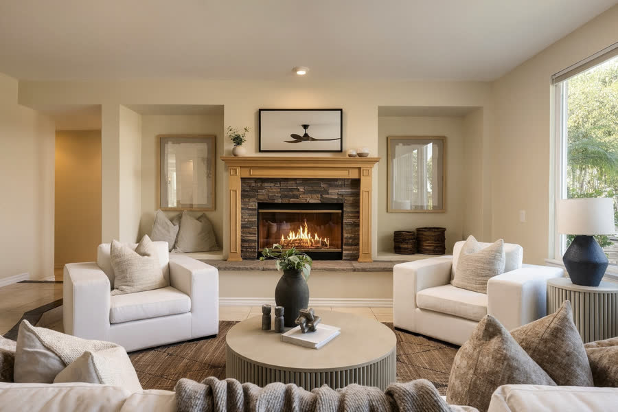 Family room with fireplace