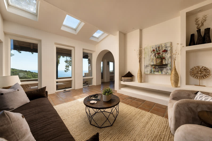 Living room under skylights
