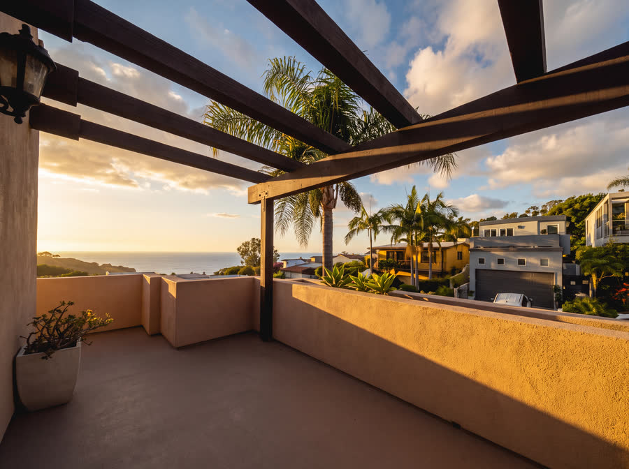 Pergola terrace with an ocean view